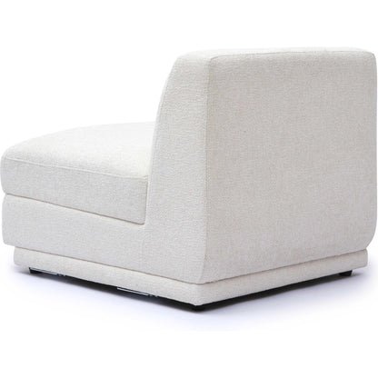 Perry Chenille Modular Armless Chair by TOV Furniture in cream. Made from chenille, plywood, wood in a transitional style.