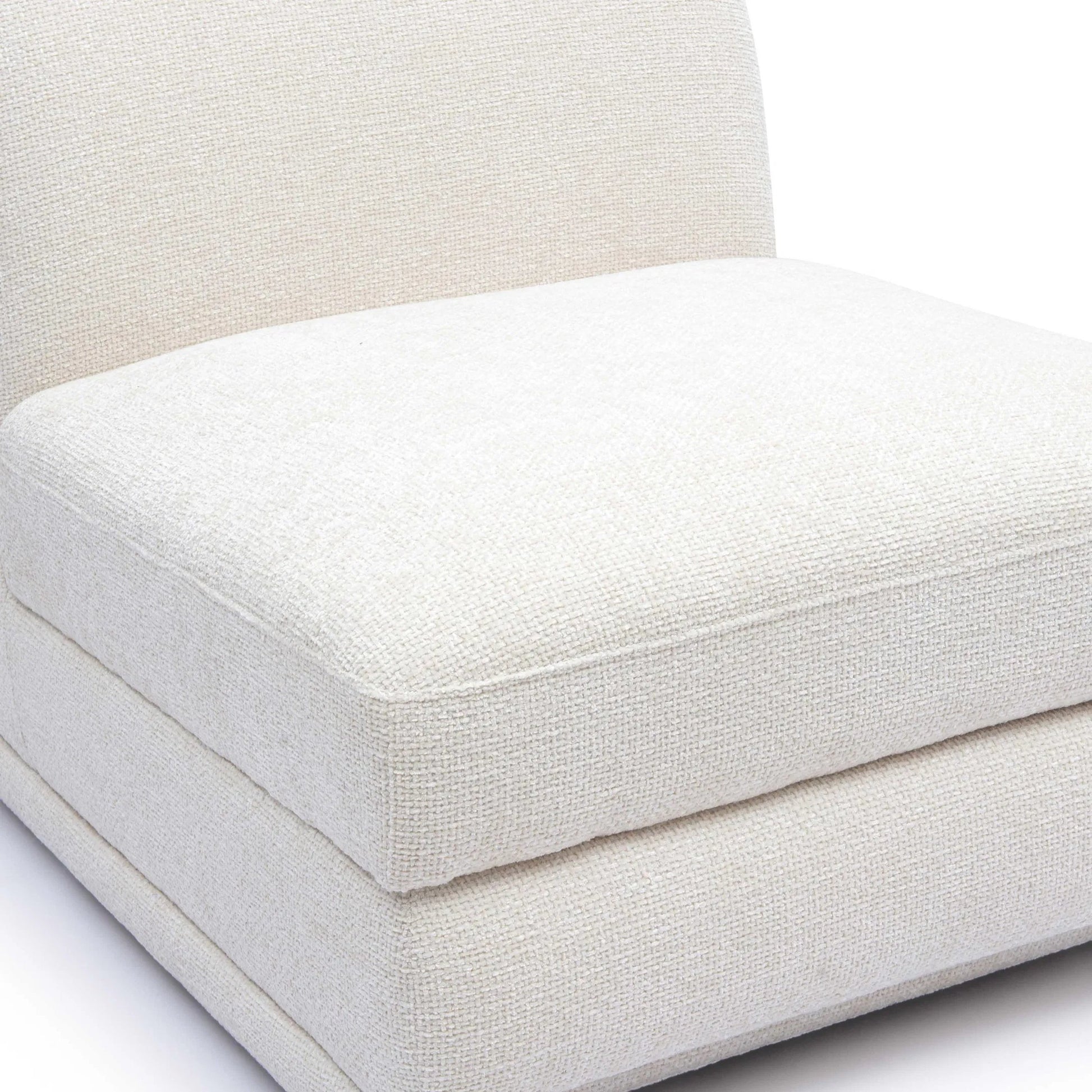 Perry Chenille Modular Armless Chair by TOV Furniture in cream. Made from chenille, plywood, wood in a transitional style.