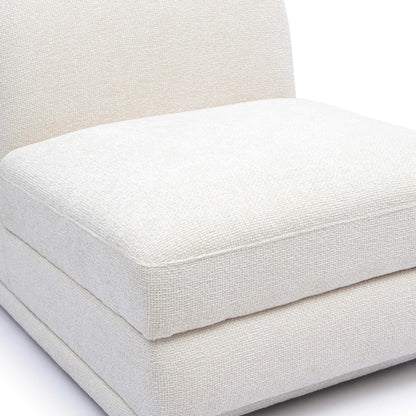 Perry Chenille Modular Armless Chair by TOV Furniture in cream. Made from chenille, plywood, wood in a transitional style.