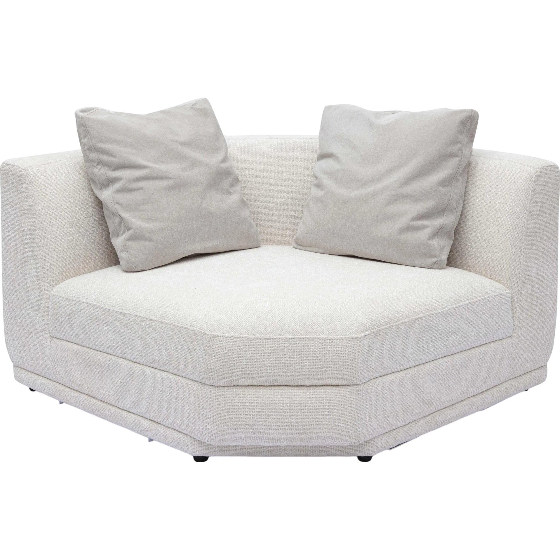 Perry Chenille Modular Wedge Corner Chair by TOV Furniture in cream. Made from chenille, plywood, wood in a transitional style.