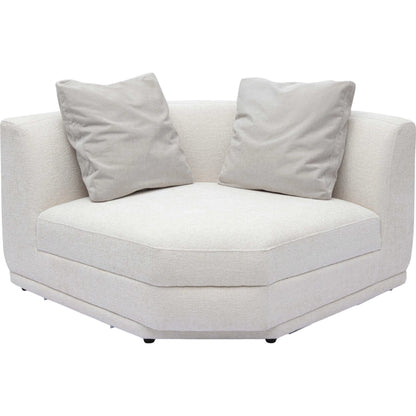 Perry Chenille Modular Wedge Corner Chair by TOV Furniture in cream. Made from chenille, plywood, wood in a transitional style.