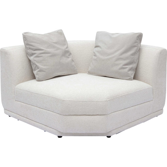Perry Chenille Modular Wedge Corner Chair by TOV Furniture in cream. Made from chenille, plywood, wood in a unique style.
