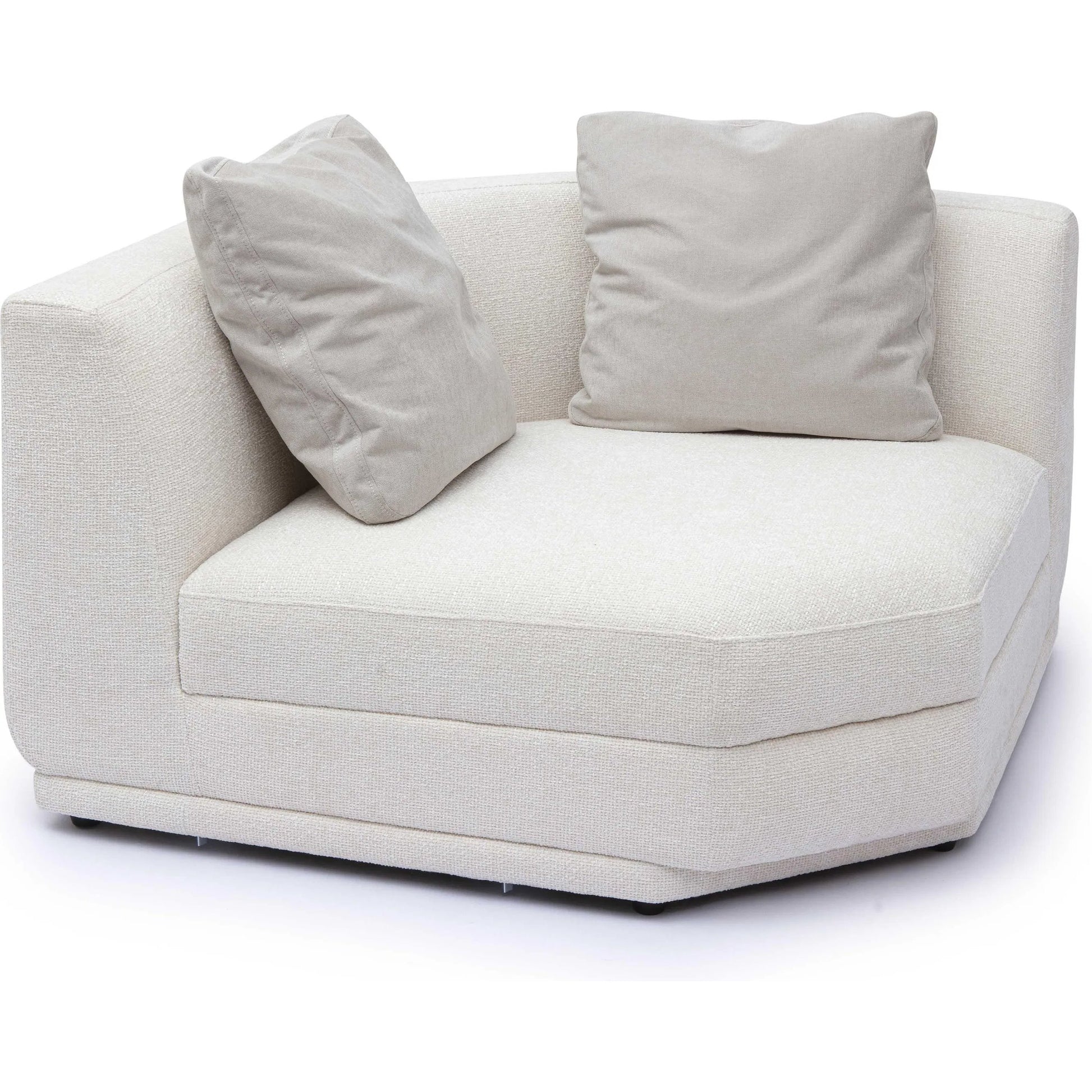 Perry Chenille Modular Wedge Corner Chair by TOV Furniture in cream. Made from chenille, plywood, wood in a transitional style.