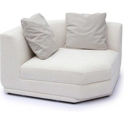 Perry Chenille Modular Wedge Corner Chair by TOV Furniture in cream. Made from chenille, plywood, wood in a transitional style.