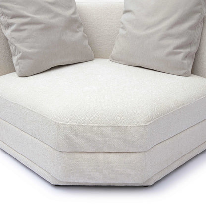 Perry Chenille Modular Wedge Corner Chair by TOV Furniture in cream. Made from chenille, plywood, wood in a transitional style.