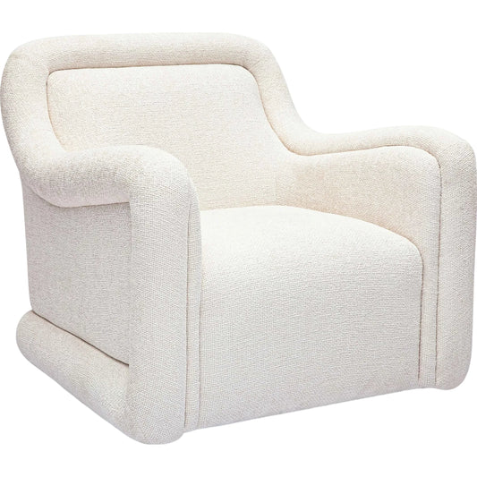 Charli Basketweave Chenille Swivel Chair by TOV Furniture in cream. Made from chenille, plywood in a unique style.