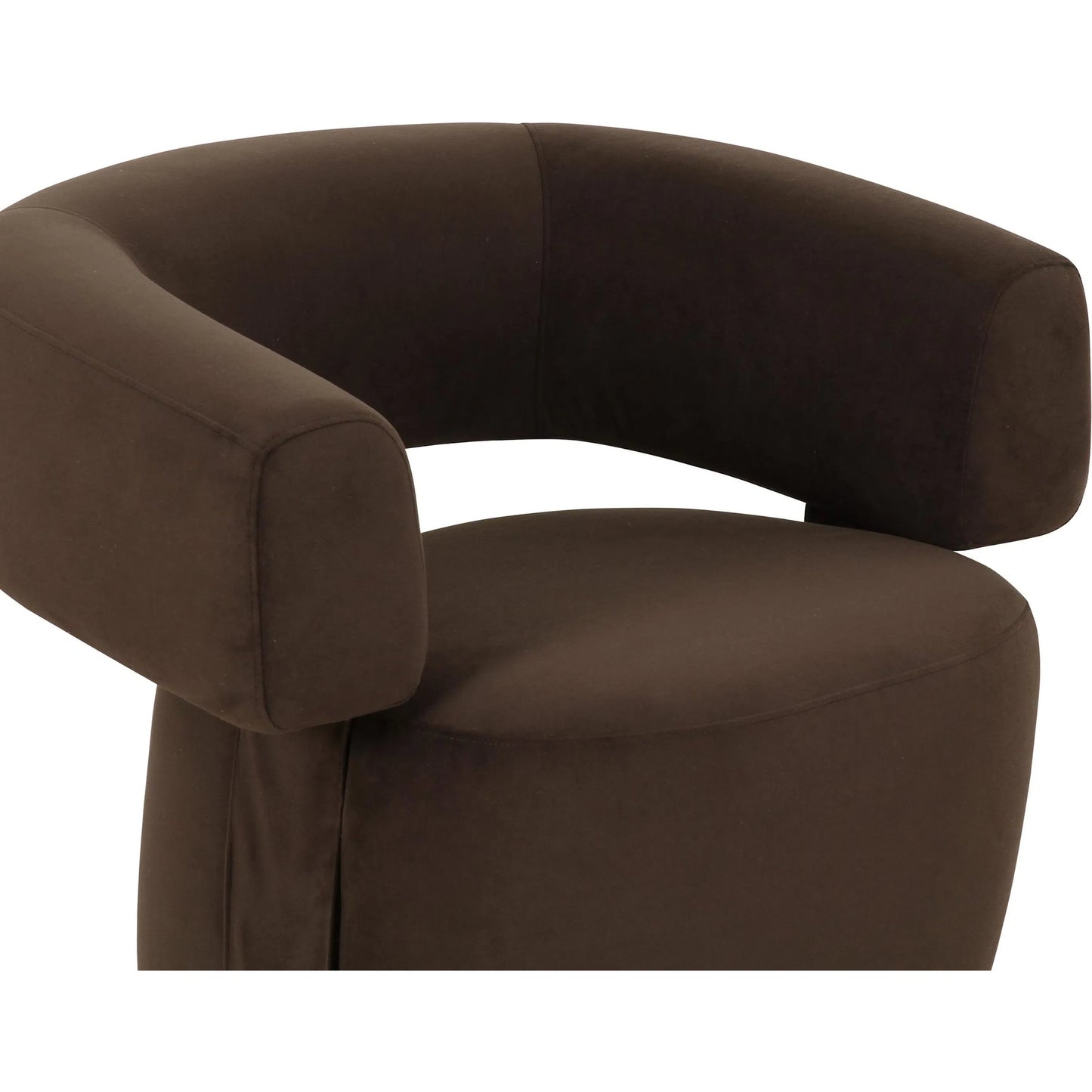004 SI-2439980 | Closeup | River Performance Velvet Swivel Accent Chair by TOV Furniture in chocolate brown. Made from mdf, plywood, velvet, veneer in a modern style.