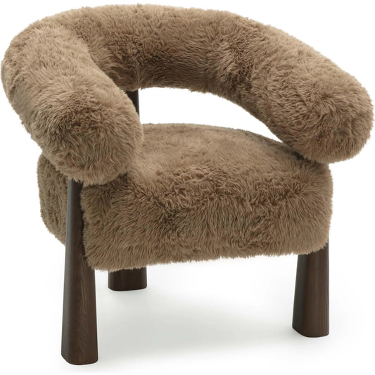 Spara Straight Vegan Shearling Accent Chair by TOV Furniture. Made from ash, faux shearling, plywood in a unique style.