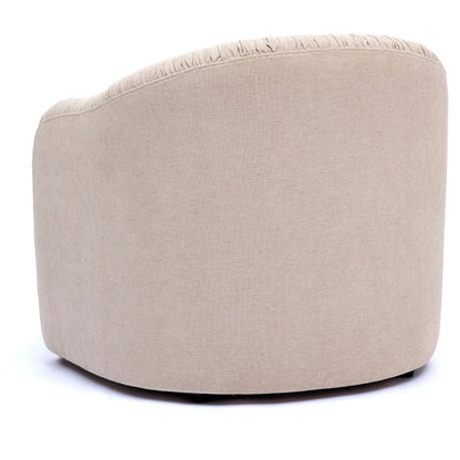 Pamela Chenille Lounge Chair by TOV Furniture in tan. Made from fabric, plywood, tassel in a unique style.