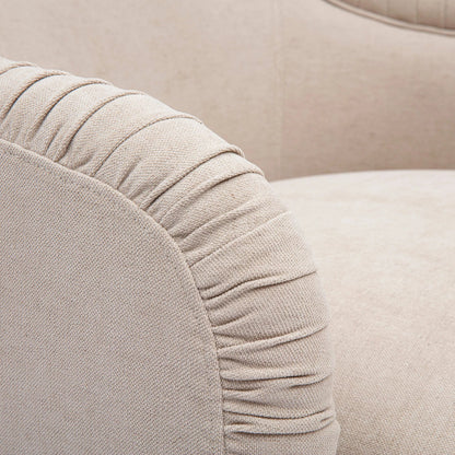 Pamela Chenille Lounge Chair by TOV Furniture in tan. Made from fabric, plywood, tassel in a unique style.