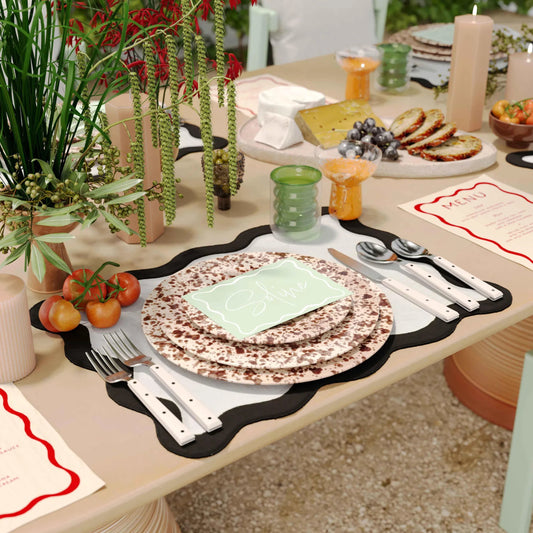 Scalloped Edge Cotton Placemat (Set of 4) by TOV Furniture in black, white. Made from cotton in a eclectic & global style.