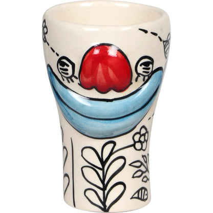 Velma 'Goofy' Ceramic Glasses (Set of 4) by TOV Furniture in goofy print. Made from ceramic in a eclectic & global style.