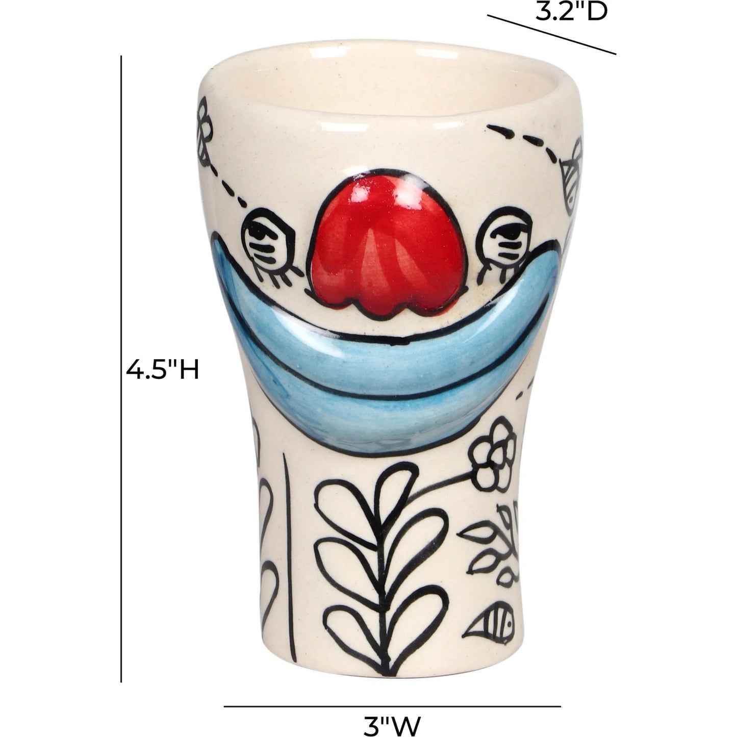 003 SI-2321052 | Additional Silo | Velma 'Goofy' Ceramic Glasses (Set of 4) by TOV Furniture in goofy print. Made from ceramic in a eclectic & global style.