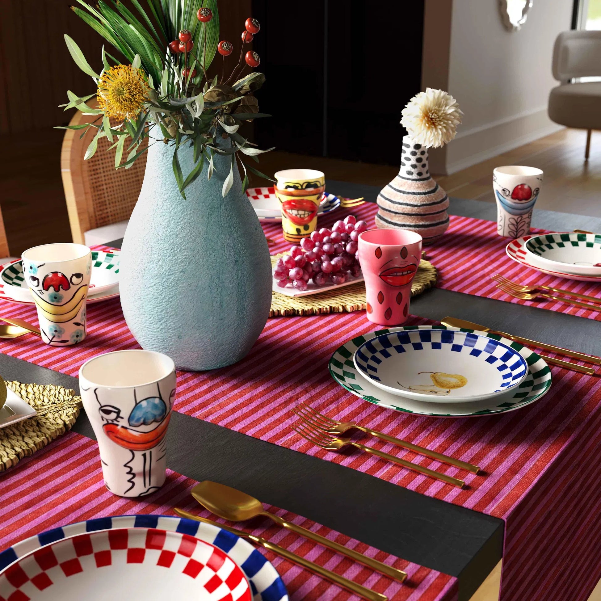 Velma 'Bashful' Ceramic Glasses (Set of 4) by TOV Furniture in bashful print. Made from ceramic in a eclectic & global style.