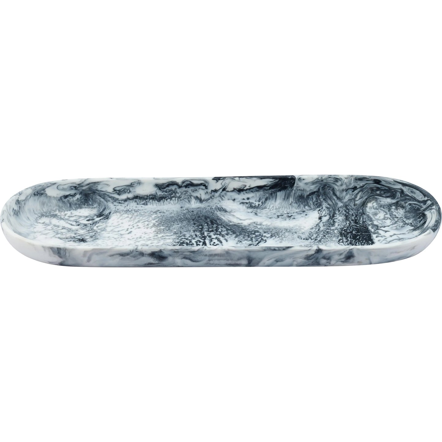 001 SI-2454337 | Primary Silo | Mera Long Resin Serving Platter by TOV Furniture in black, white. Made from resin in a unique style.