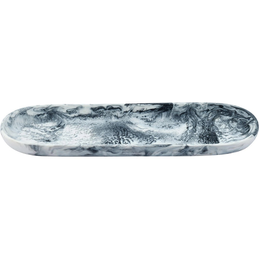 Mera Long Resin Serving Platter by TOV Furniture in black, white. Made from resin in a unique style.
