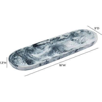 Mera Long Resin Serving Platter by TOV Furniture in black, white. Made from resin in a unique style.