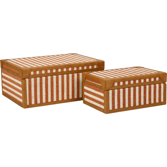 Kora Cotton Jute Designer Jewelry Box Set by TOV Furniture. Made from fabric, mdf in a unique style.