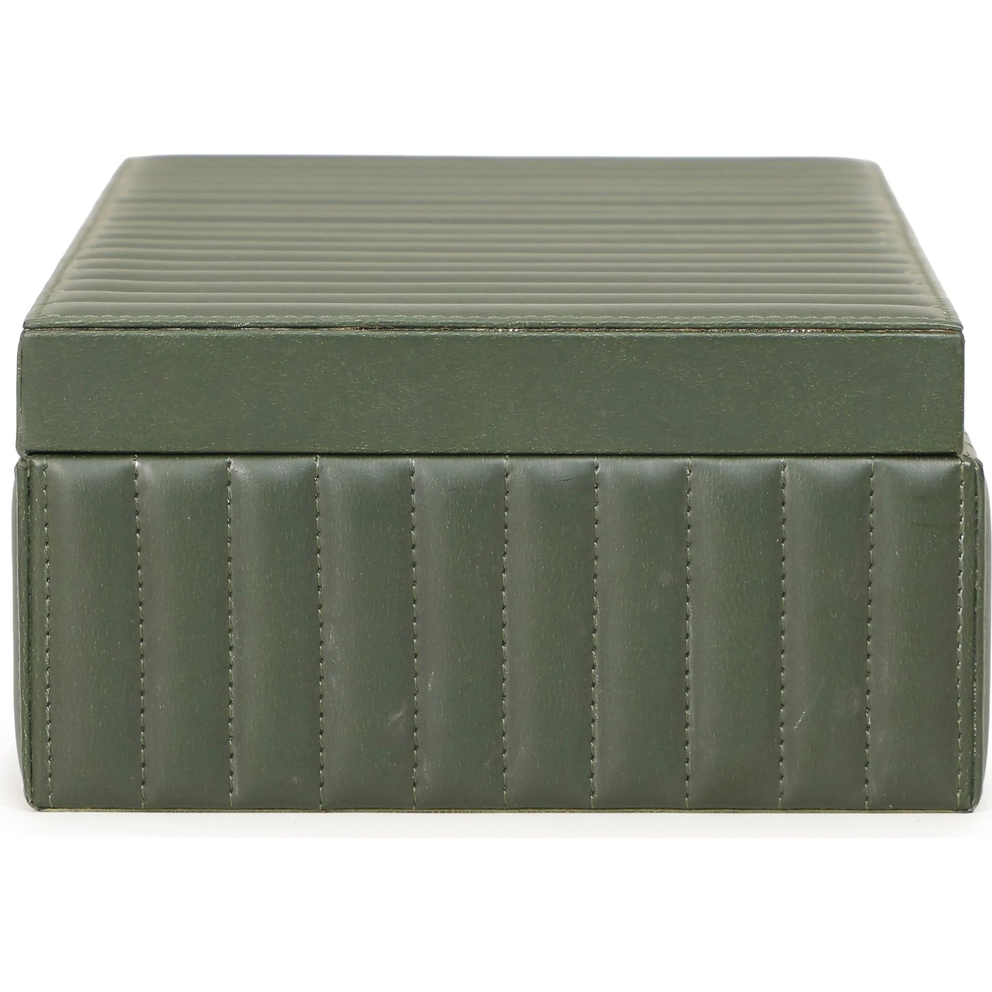 003 SI-2532650 | Additional Silo | Eton Ribbed Contract-Grade Storage Box by TOV Furniture in green. Made from mdf, vegan leather in a unique style.