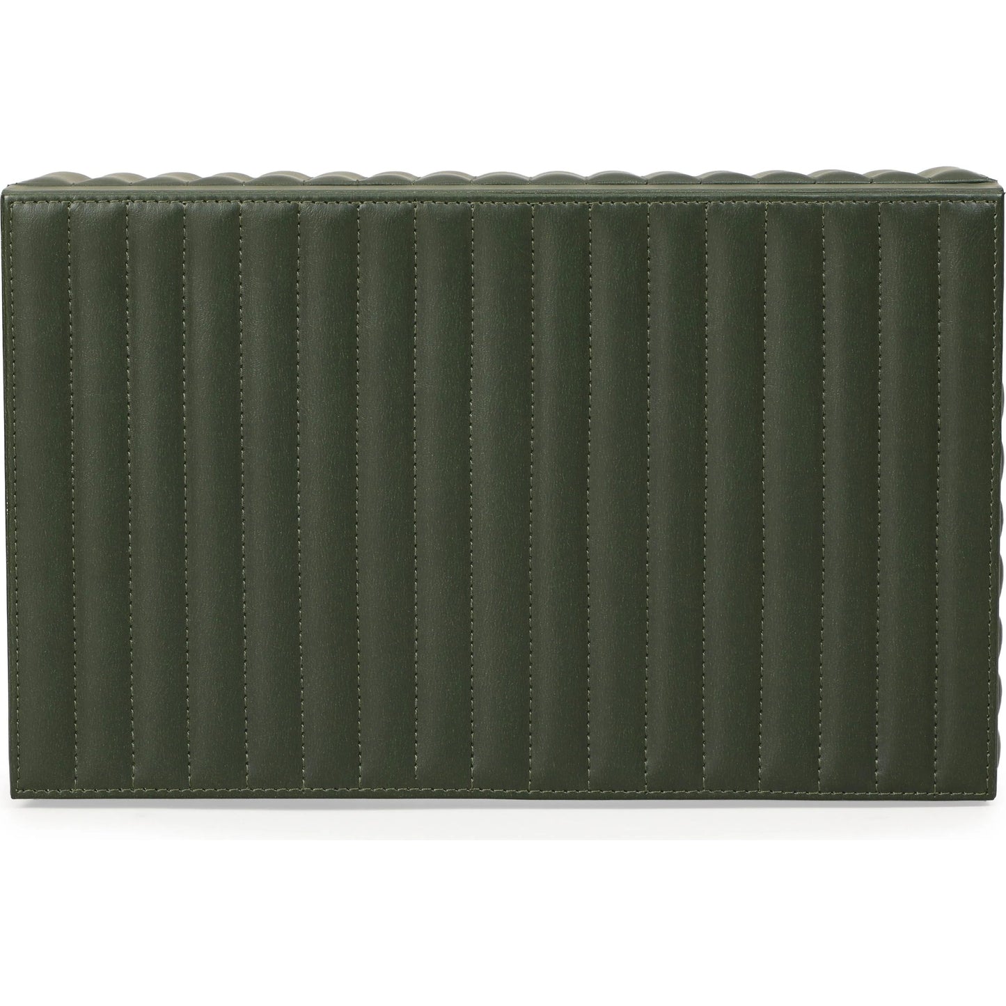 005 SI-2532650 | Additional Silo | Eton Ribbed Contract-Grade Storage Box by TOV Furniture in green. Made from mdf, vegan leather in a unique style.