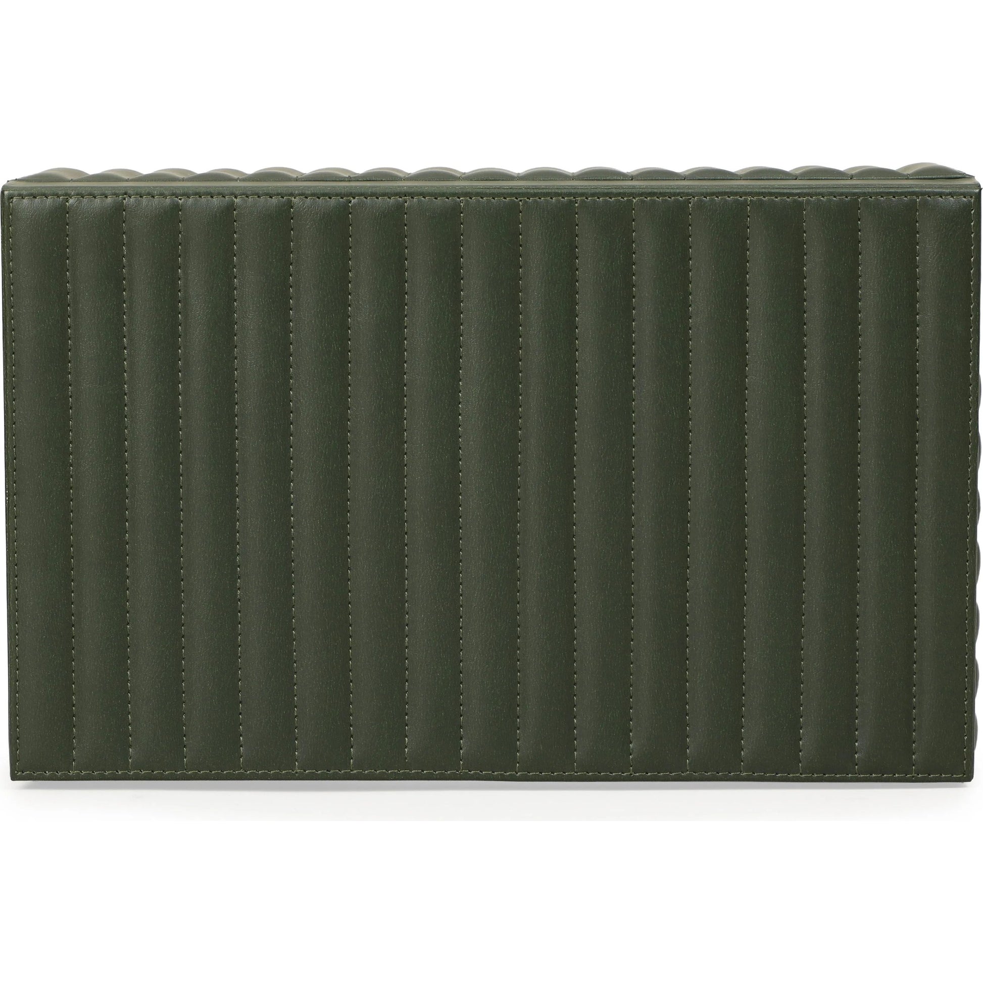 Eton Ribbed Contract-Grade Storage Box by TOV Furniture in green. Made from mdf, vegan leather in a unique style.