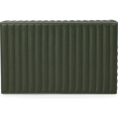 Eton Ribbed Contract-Grade Storage Box by TOV Furniture in green. Made from mdf, vegan leather in a unique style.