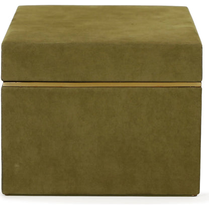 Pisa Vegan Suede Contract-Grade Storage Box by TOV Furniture in green. Made from fabric, mdf in a unique style.