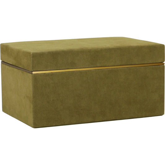Pisa Vegan Suede Contract-Grade Storage Box by TOV Furniture in green. Made from fabric, mdf in a unique style.
