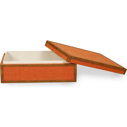 Acre Cotton Contract-Grade Jewelry Box by TOV Furniture in orange. Made from fabric, jute, mdf in a unique style.