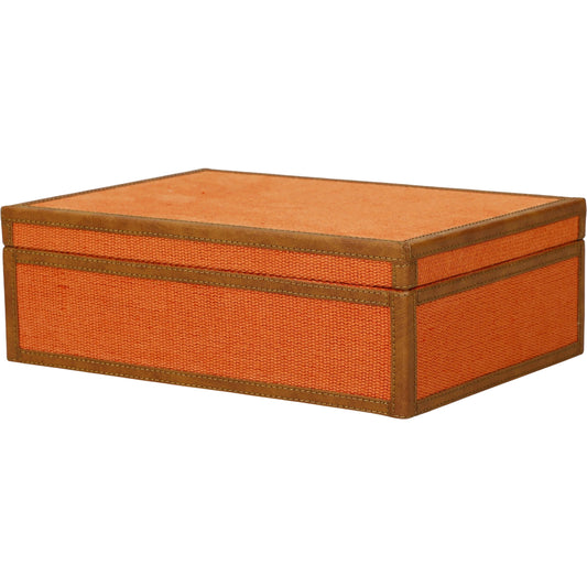 Acre Cotton Contract-Grade Jewelry Box by TOV Furniture in orange. Made from fabric, jute, mdf in a unique style.