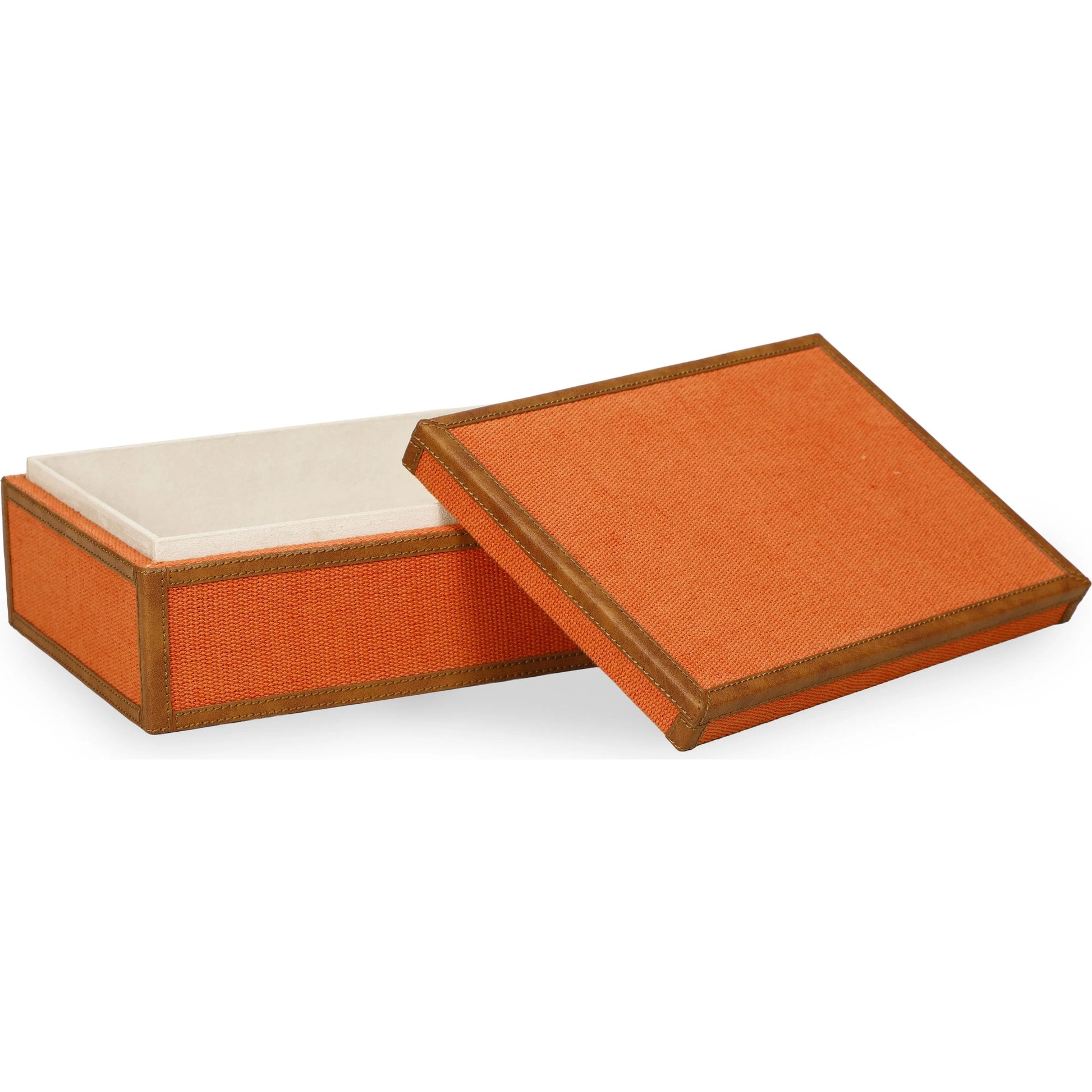 Acre Cotton Contract-Grade Jewelry Box by TOV Furniture in orange. Made from fabric, jute, mdf in a unique style.