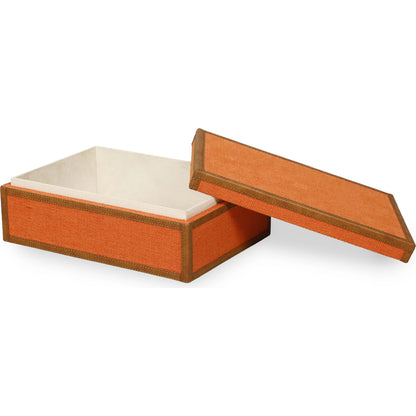 Acre Cotton Contract-Grade Jewelry Box by TOV Furniture in orange. Made from fabric, jute, mdf in a unique style.