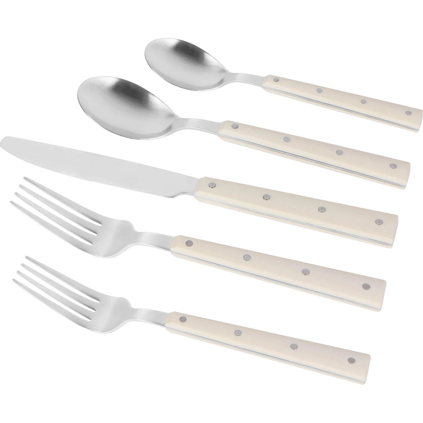 003 SI-2248492 | Additional Silo | Soline and Stainless Steel Flatware (Set of 5) by TOV Furniture. Made from plastic, stainless steel in a transitional style.