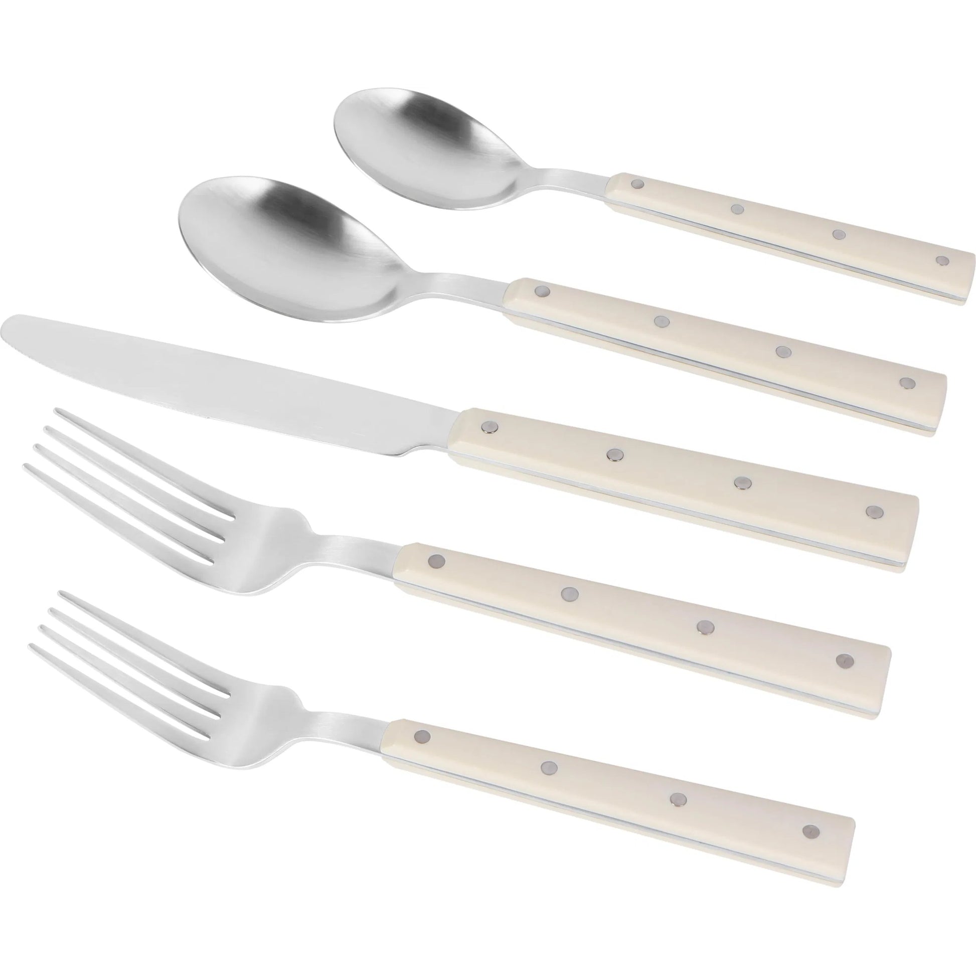 Soline and Stainless Steel Flatware (Set of 5) by TOV Furniture. Made from plastic, stainless steel in a transitional style.