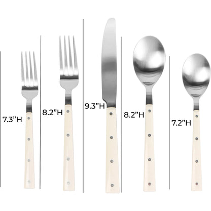 Soline and Stainless Steel Flatware (Set of 5) by TOV Furniture. Made from plastic, stainless steel in a transitional style.