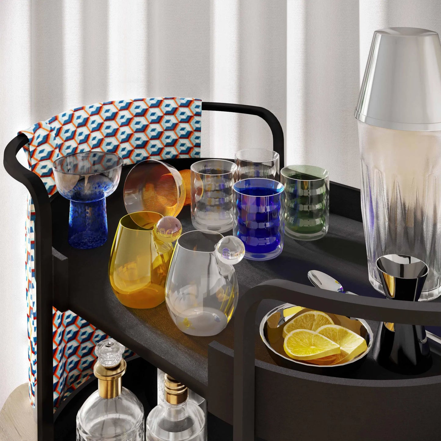 007 SI-2248211 | Lifestyle | Dottie Handblown Cocktail Glass (Set of 4) by TOV Furniture in blue. Made from glass in a eclectic & global style.