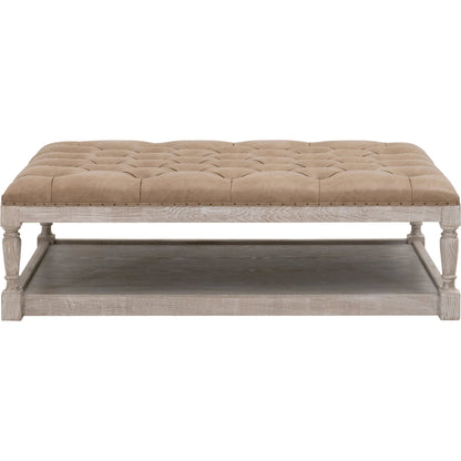 Townsend Tufted Upholstered Rectangle Coffee Table by Essentials For Living in ivanhoe toast, natural gray ash, black nail tacks. Made from solid ash wood, ash veneer, plywood, 84% polyester - 16% pu vegan leather, foam in a transition