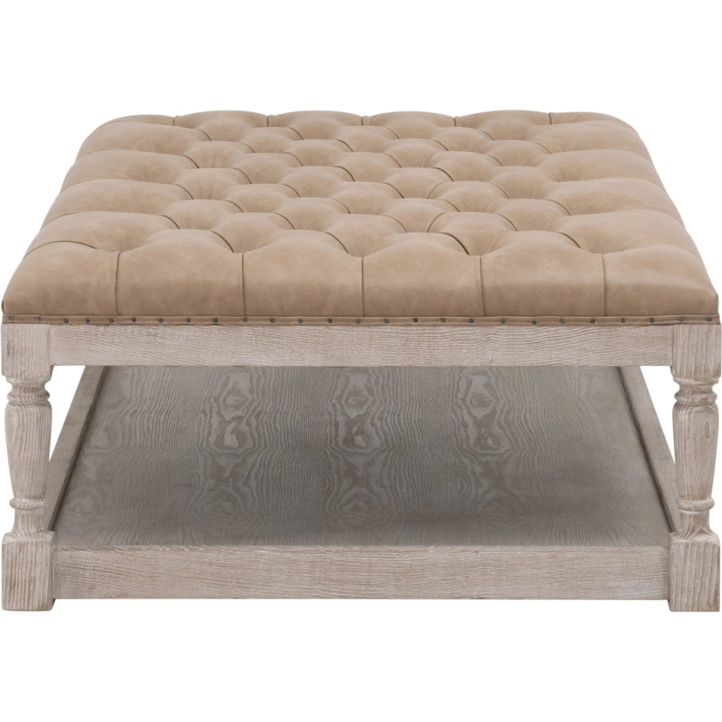 002 SI-2292658 | Additional Silo | Townsend Tufted Upholstered Rectangle Coffee Table by Essentials For Living in ivanhoe toast, natural gray ash, black nail tacks. Made from solid ash wood, ash veneer, plywood, 84% polyester - 16% pu vegan leather, foam i