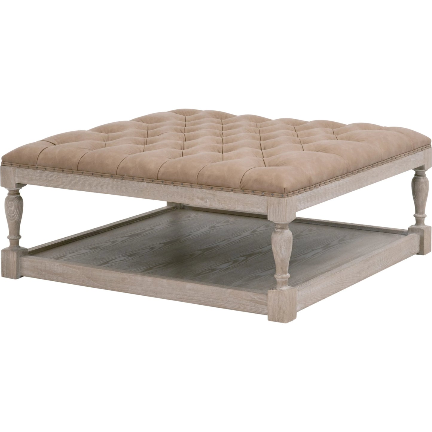 001 SI-2249351 | Primary Silo | Townsend Tufted Upholstered Coffee Table by Essentials For Living in ivanhoe-toast, natural gray ash. Made from solid ash wood, ash veneer, plywood in a transitional style.
