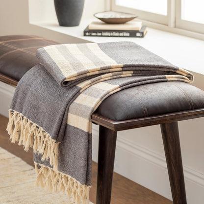 Troy - 10942 by Surya in light gray, ivory. Made from 100% cotton in a traditional style.