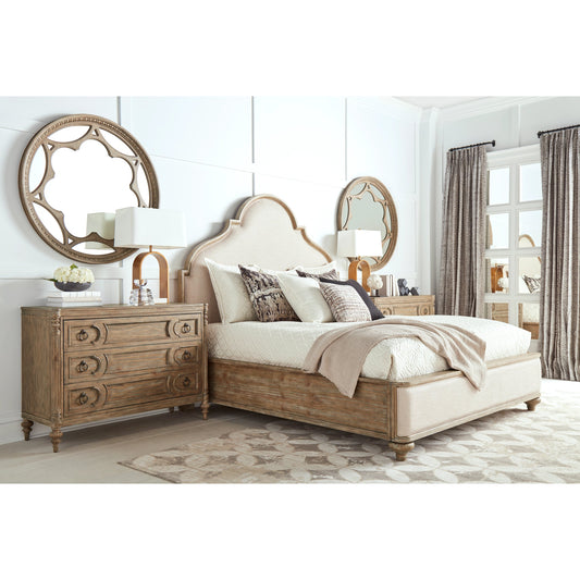 Architrave Upholstered Panel Bed by A.R.T. Furniture in almond. Made from pine solids and veneer, foam, fabric in a traditional style.