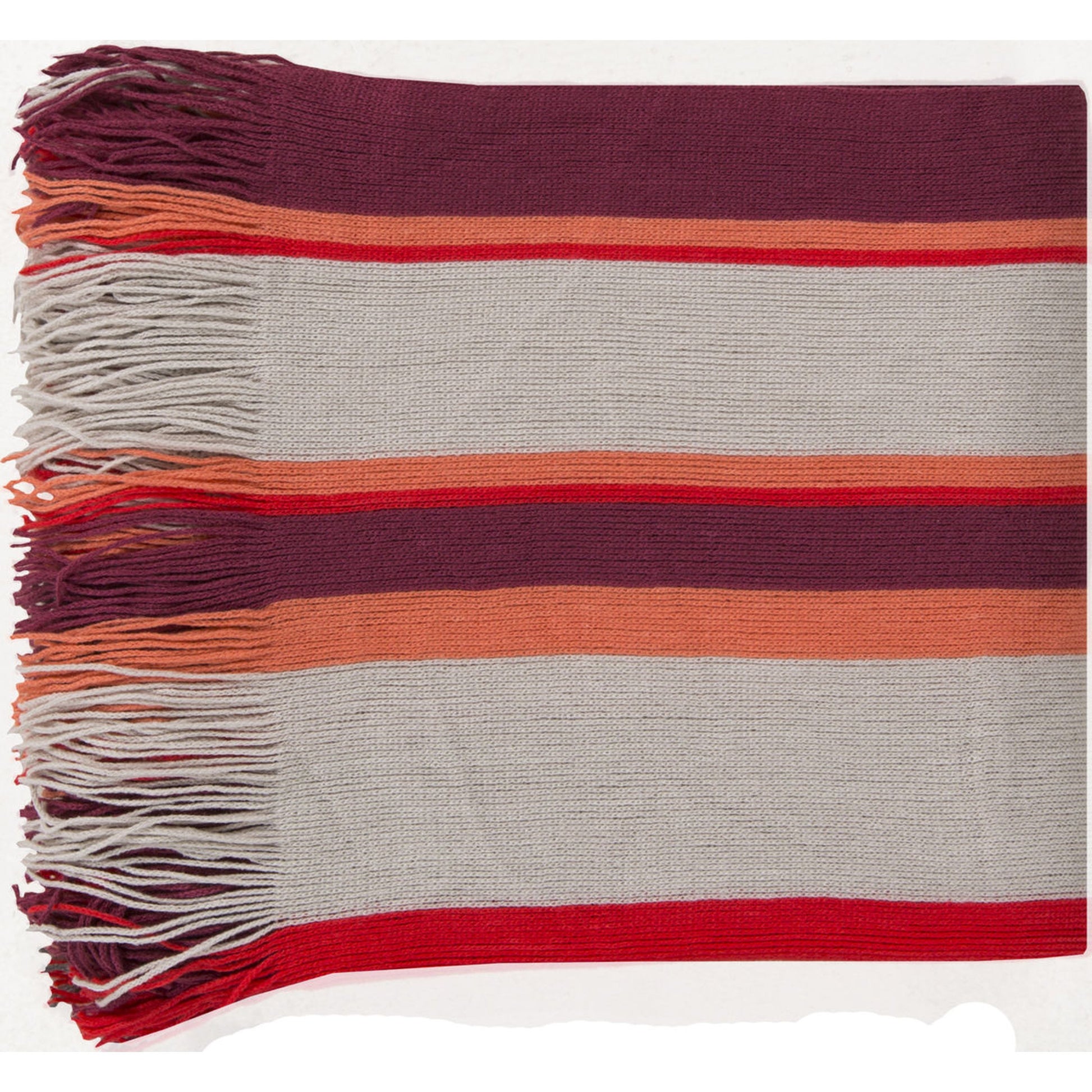 Topanga Indoor/Outdoor Throw by Surya in eggplant, ivory, poppy, coral, charcoal. Made from 100% acrylic in a traditional style.