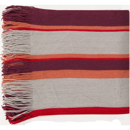 Topanga Indoor/Outdoor Throw by Surya in eggplant, ivory, poppy, coral, charcoal. Made from 100% acrylic in a traditional style.