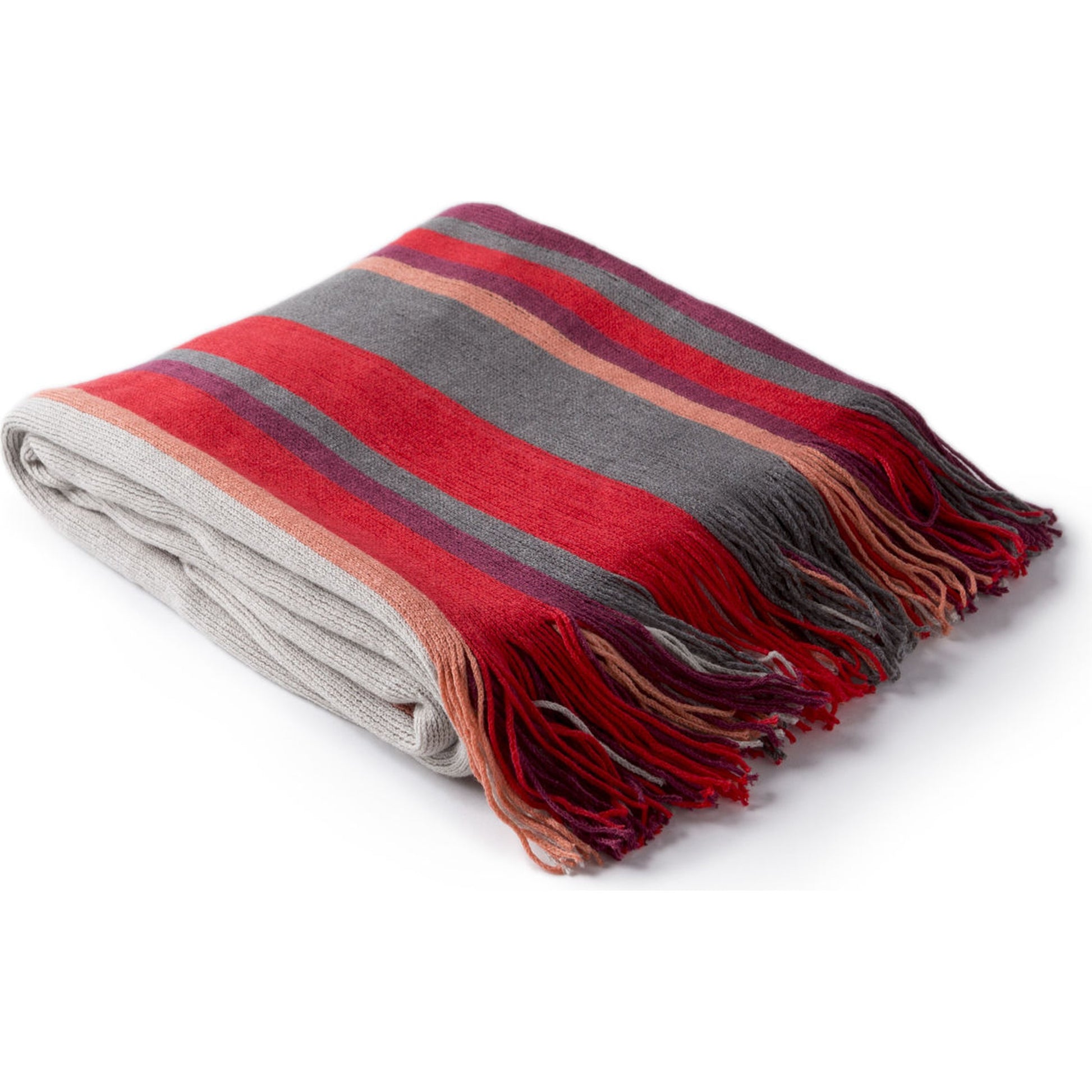 Topanga Indoor/Outdoor Throw by Surya in eggplant, ivory, poppy, coral, charcoal. Made from 100% acrylic in a traditional style.