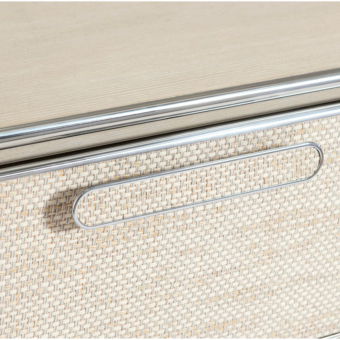 005 SI-2524019 | Closeup | Corinne Nightstand by Bernhardt in ecru. Made from metal in a transitional style.
