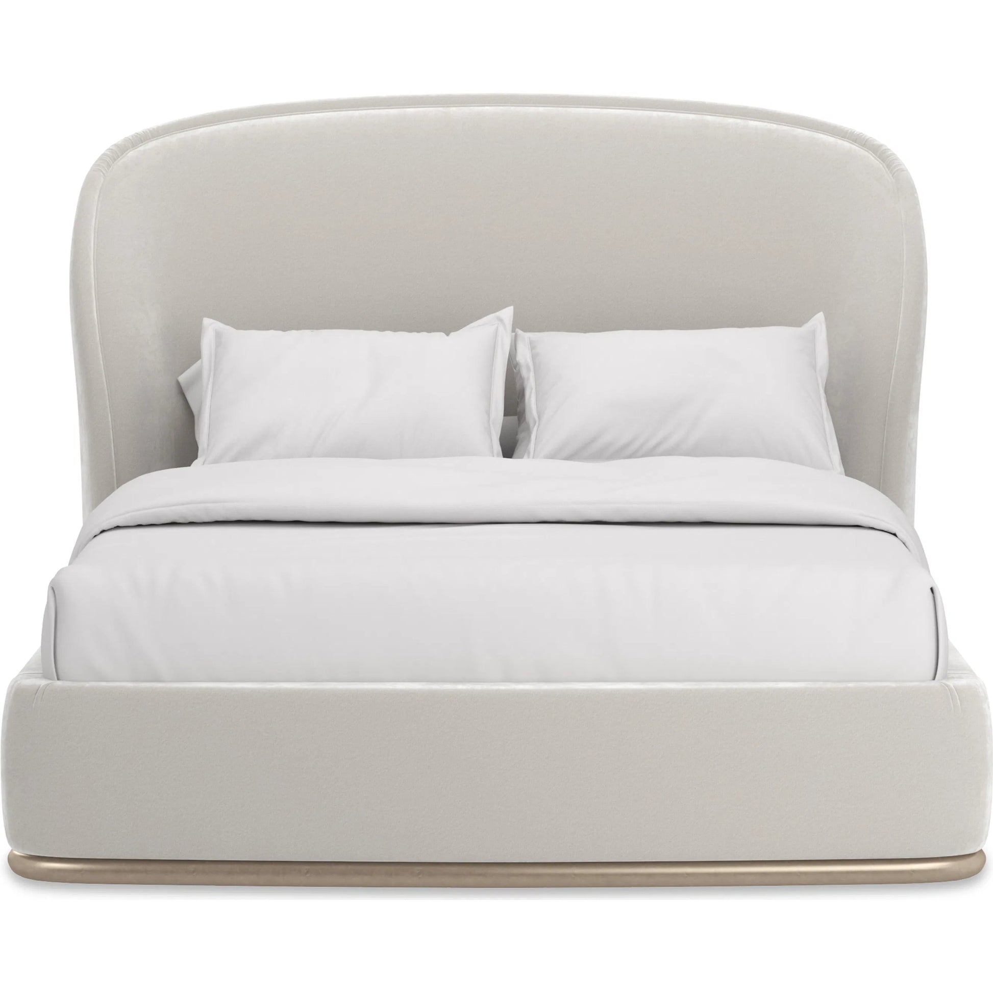 Opal Bed by Caracole in soft silver paint. Made from asian hardwood in a transitional style.