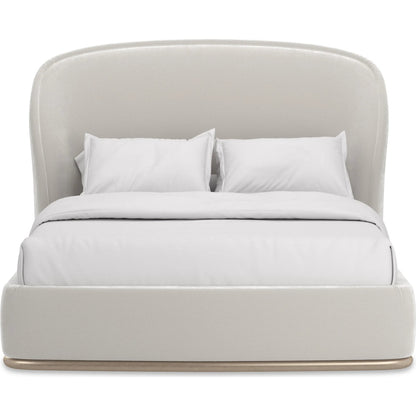 Opal Bed by Caracole in soft silver paint. Made from asian hardwood in a transitional style.