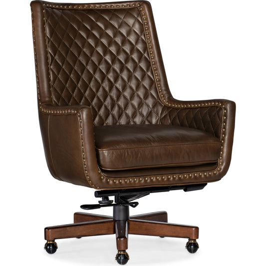 Kent Executive Chair by Hooker Furniture in valencia arroz. Made from leather in a unique style.