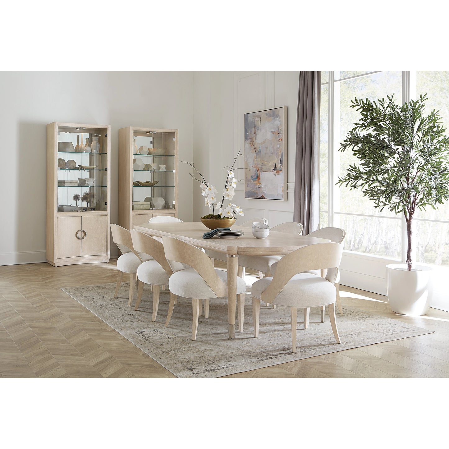 004 SI-2028936 | Lifestyle | Nouveau Chic Side Chair (Set of 2) by Hooker Furniture in nomad snow and sandstone. Made from oak veneers, fabric in a modern style.