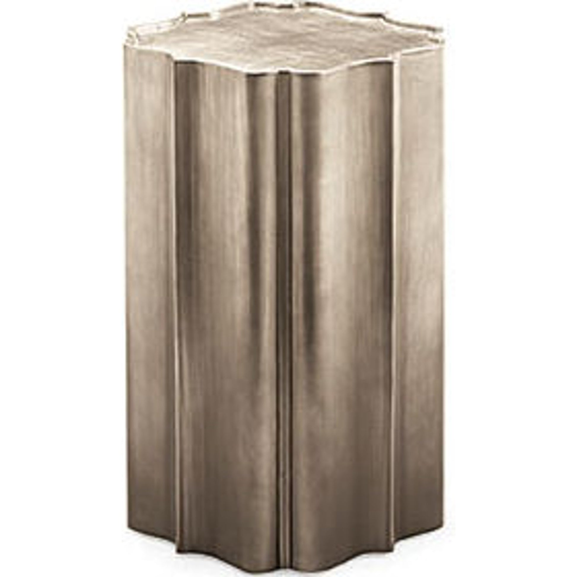 Gold Is Up Pedestal by Caracole in gold and topaz transitional leaf. Made from hardwood solids, veneers in a modern style.